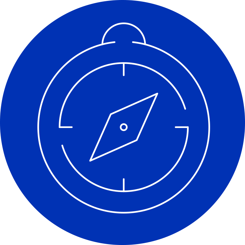 Illustration of a compass with white lines 