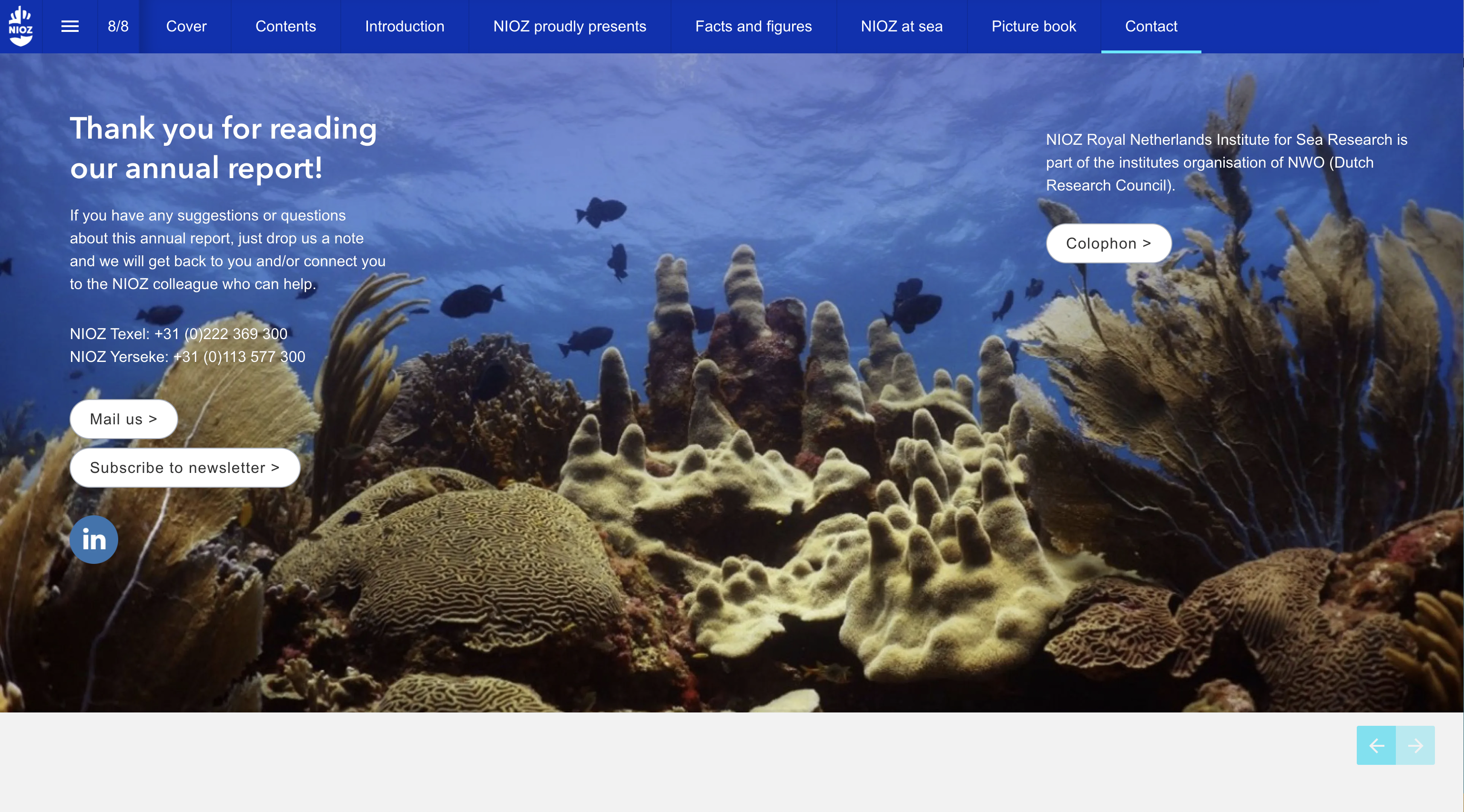 Preview of contact page