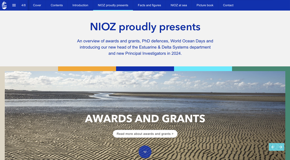 Preview of upper part of NIOZ Proudly Presents page