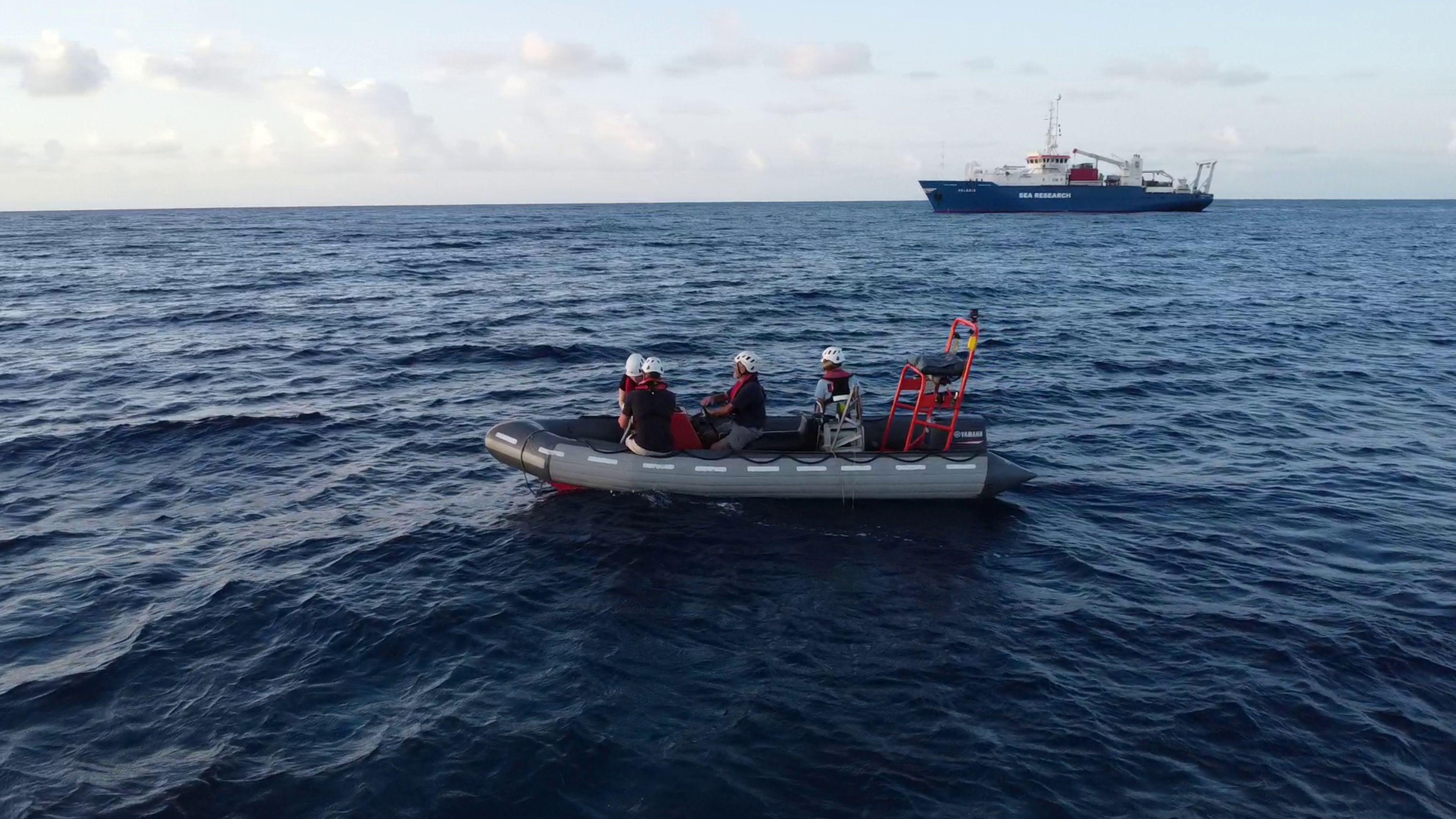 Photo of RV Pelagia with rubber speed boat in front