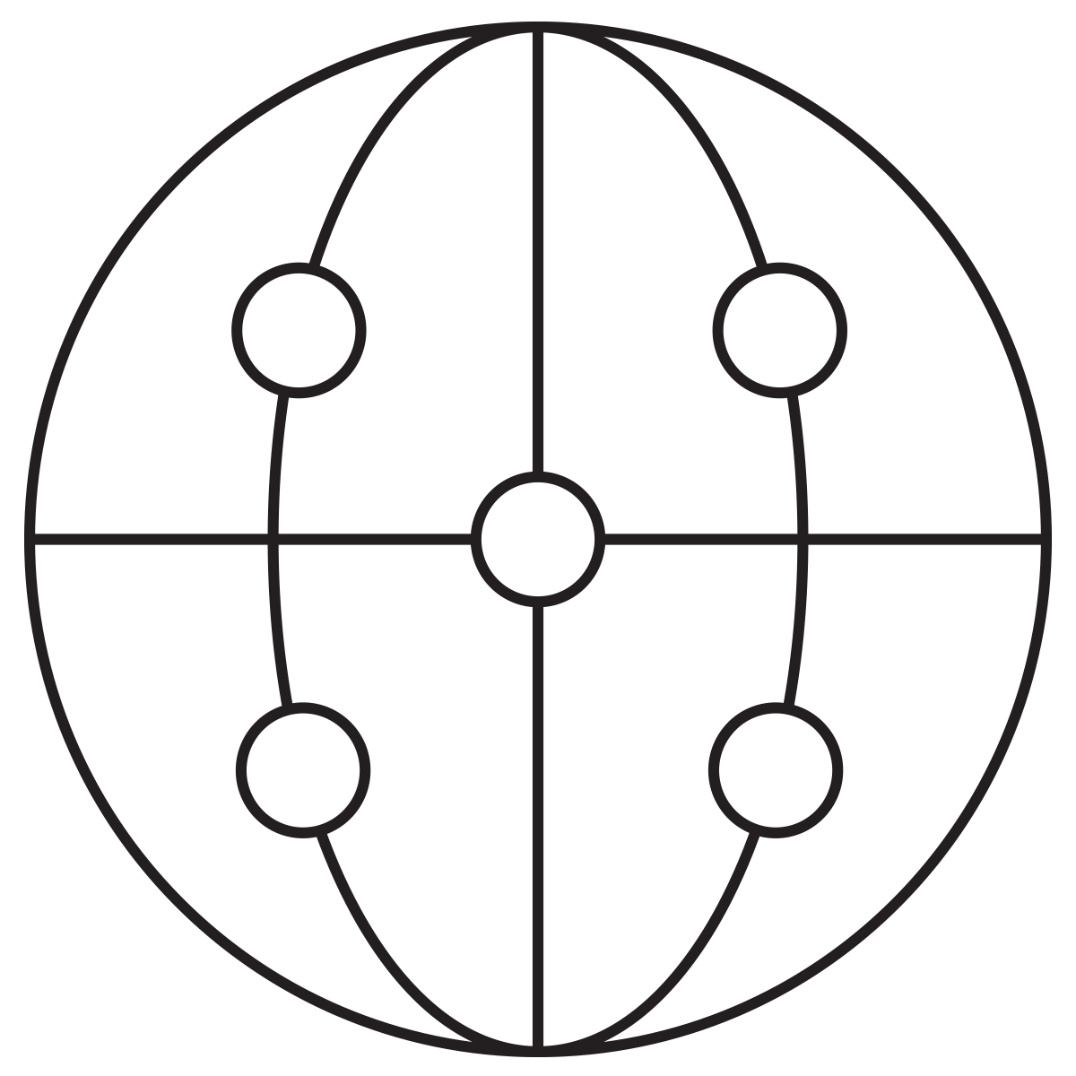 black outline illustration of globe with connected dots