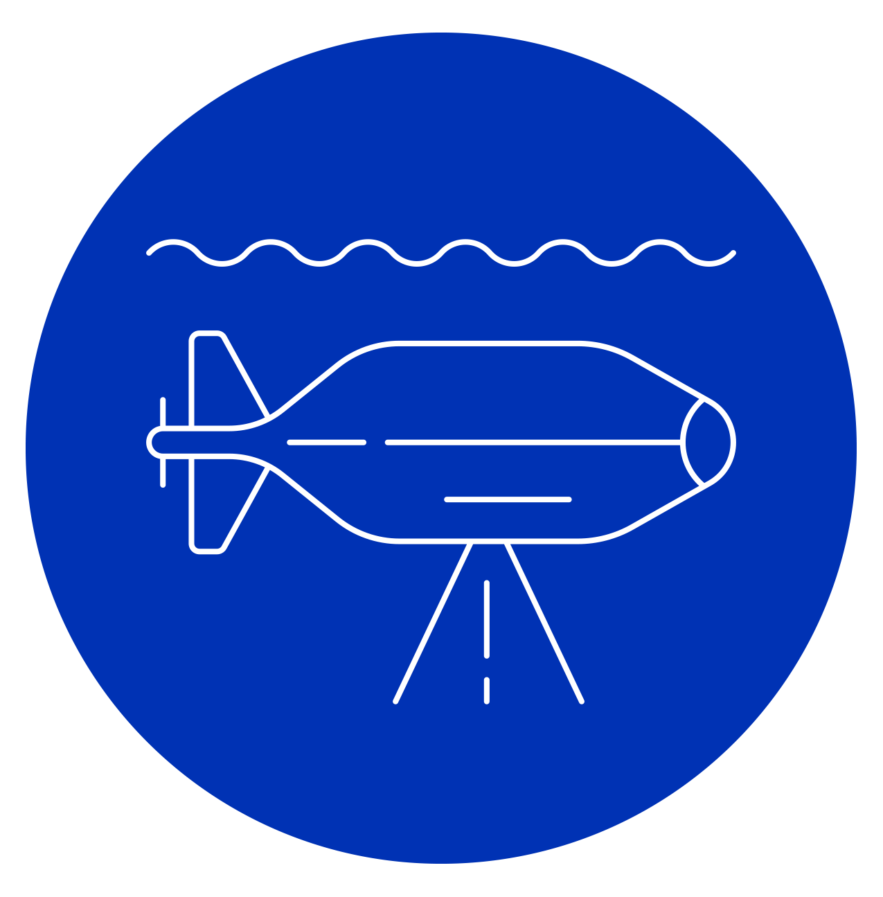 white line art illustration of Autonomous Underwater Vehicle