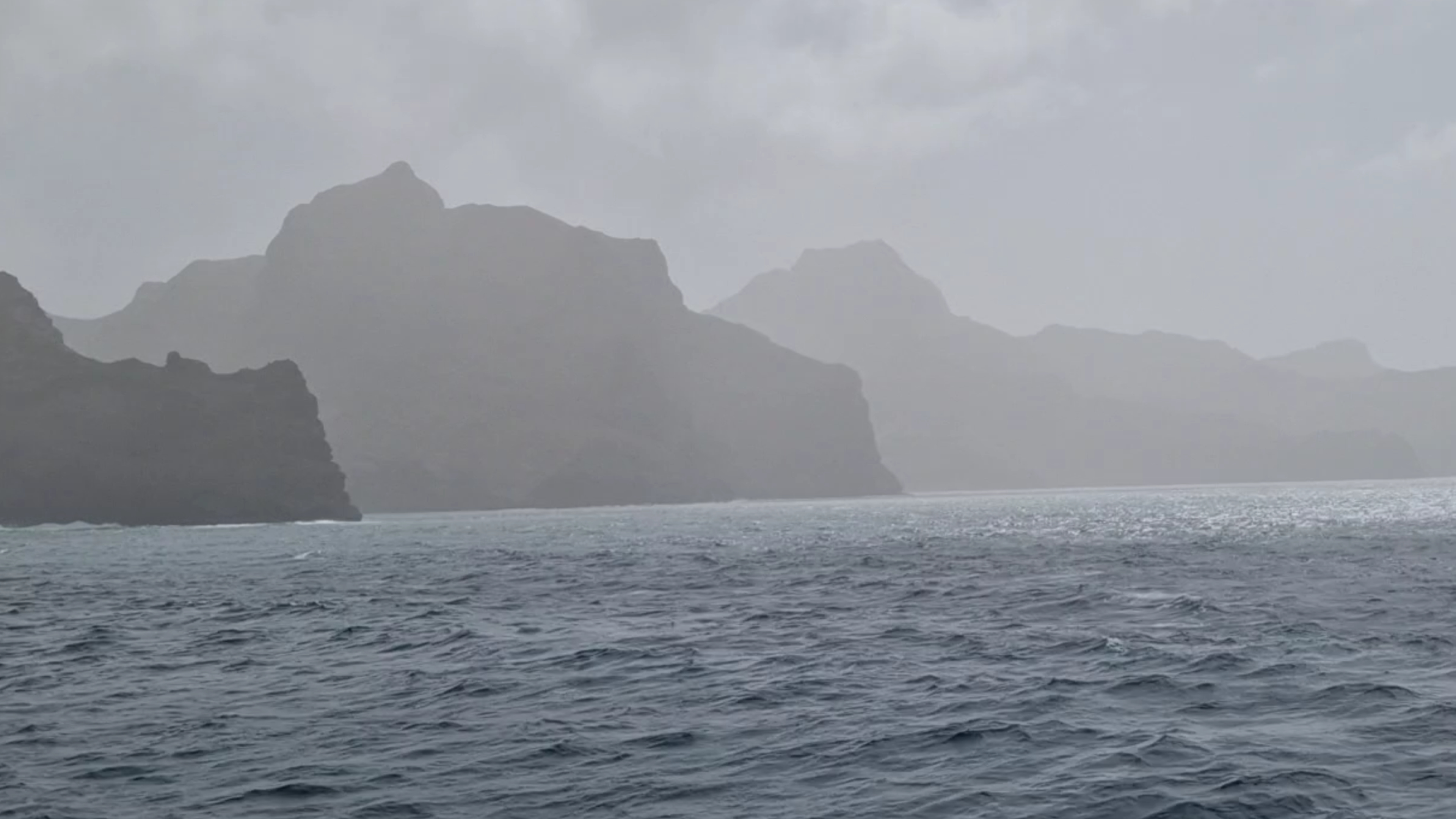 Photo of mountains of Cape Verde in the mist
