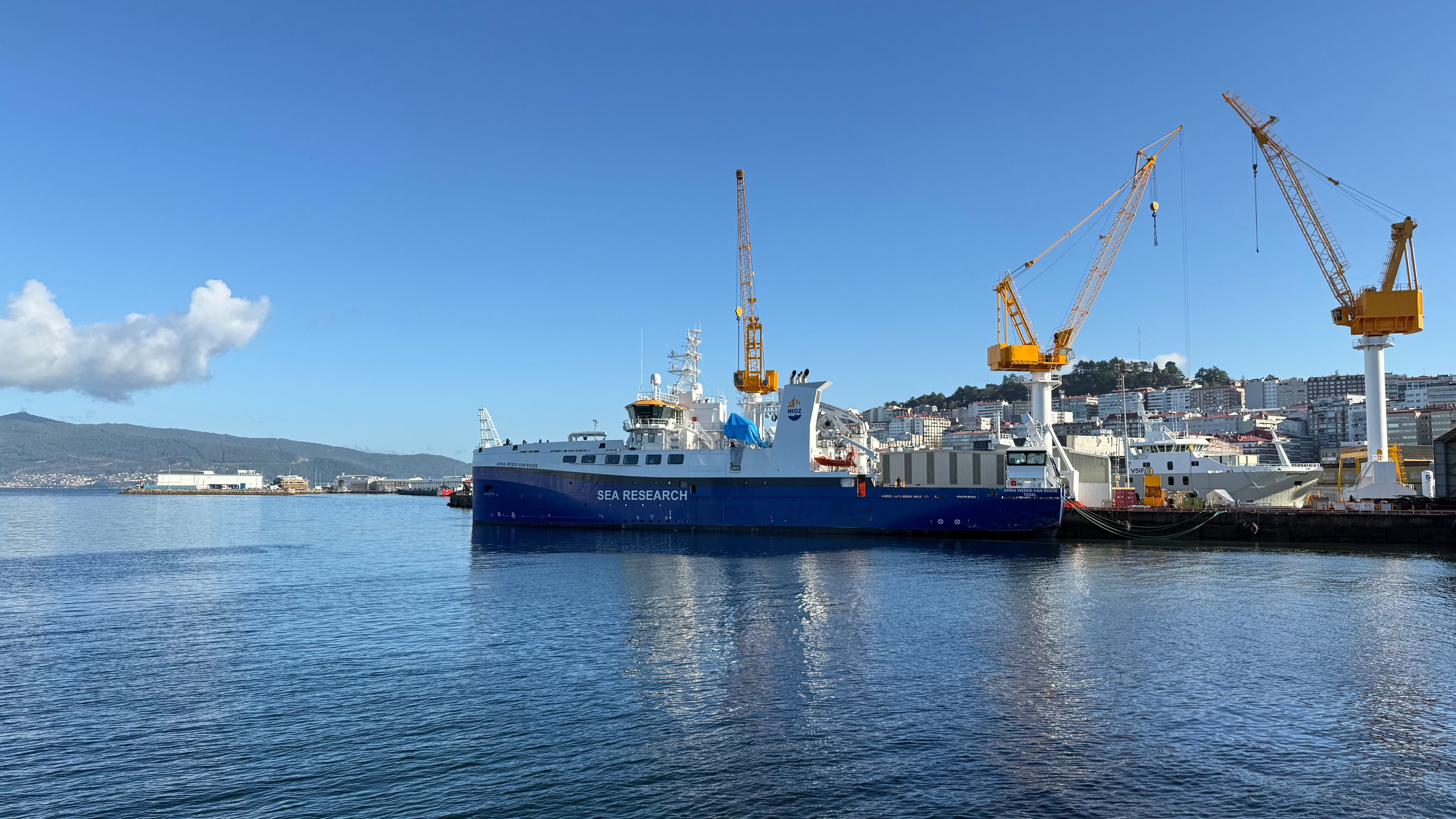Research vessel Anna Weber van-Bosse on the shipyard in Vigo