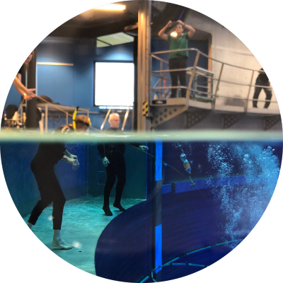 Water lab set up with scientists